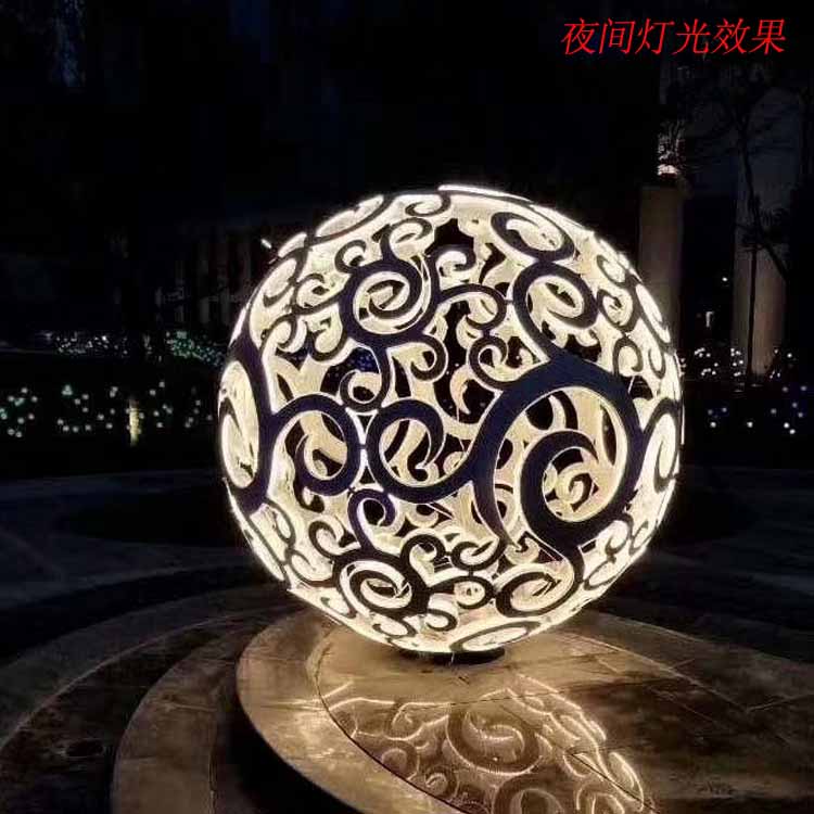 不锈钢镂空圆球雕塑 魔方镂空雕塑 园林小区门口景观摆件