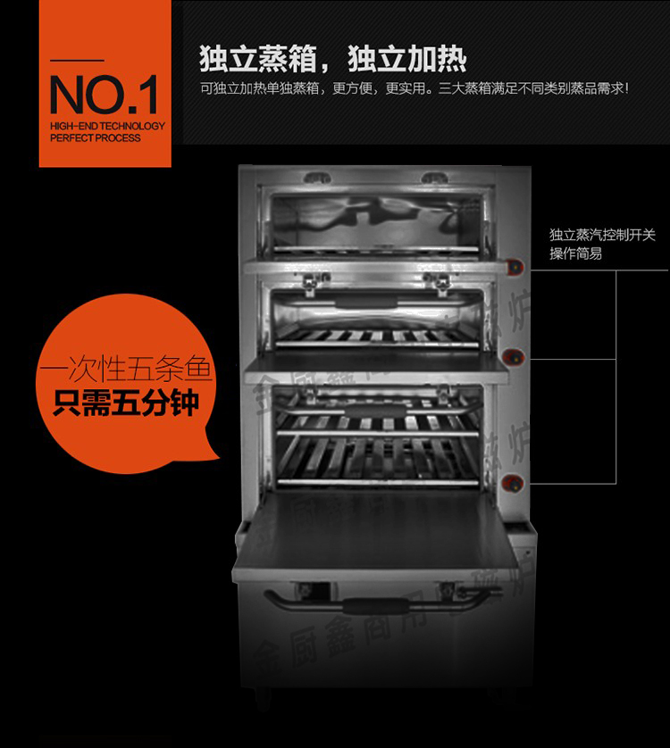 电蒸箱 三门海鲜蒸柜 金厨鑫商用蒸柜厂家直供