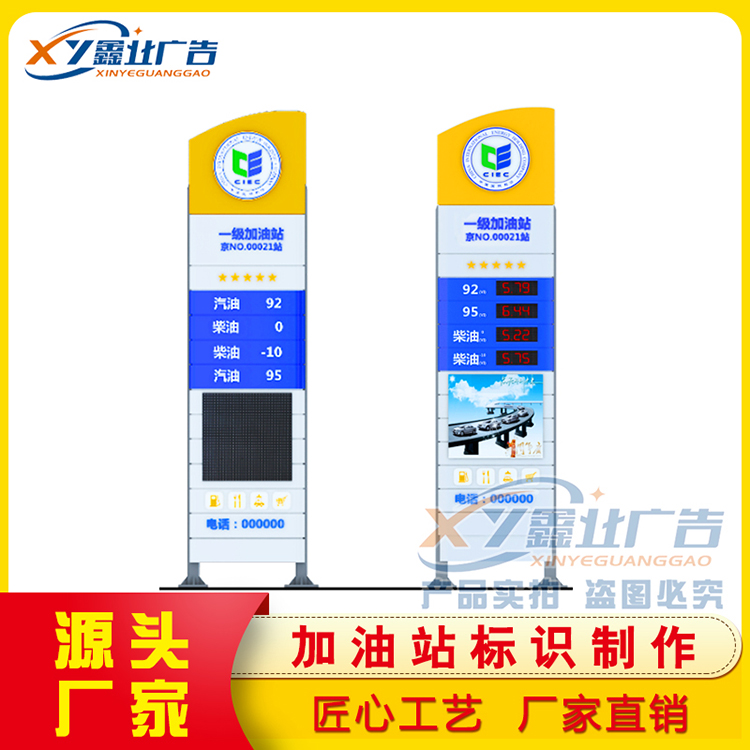 中国国际能源加油站品牌立柱广告牌灯箱 檐口罩棚灯箱 檐口发光字灯带