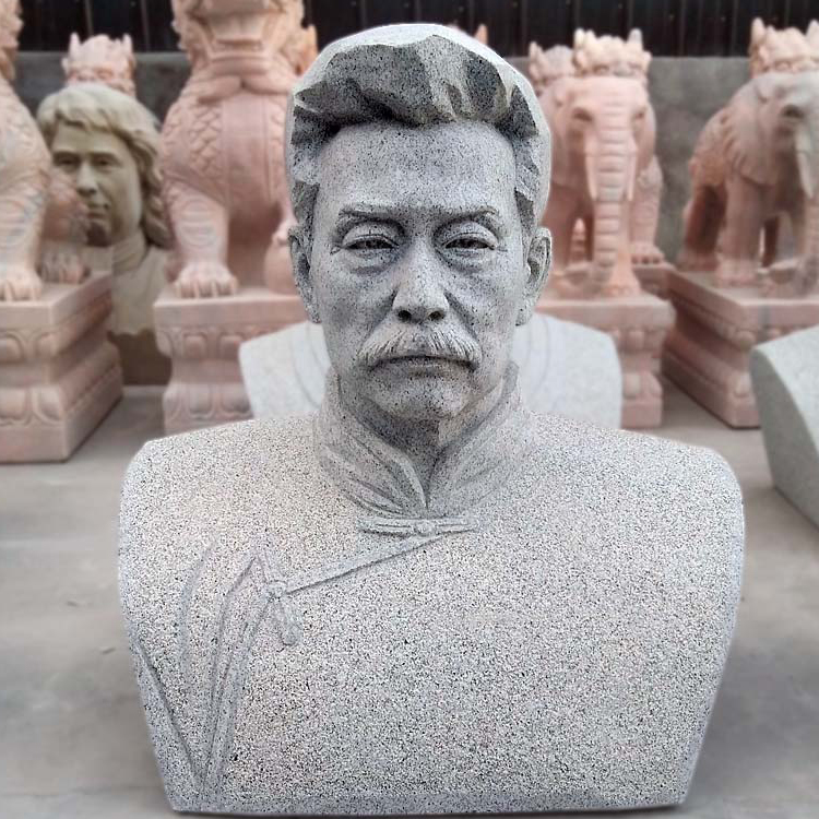 石雕人物胸像  汉白玉鲁迅全身像 名人胸像学校广场美陈摆件
