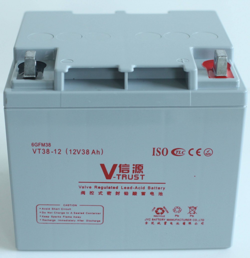 信源蓄电池VT38-12 V-trust蓄电池12V38AH 免维护铅酸阀控式