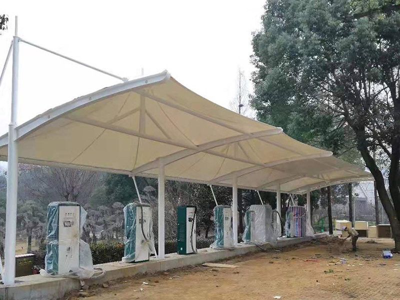 山东膜结构车棚 自行车棚 小区充电桩车棚
