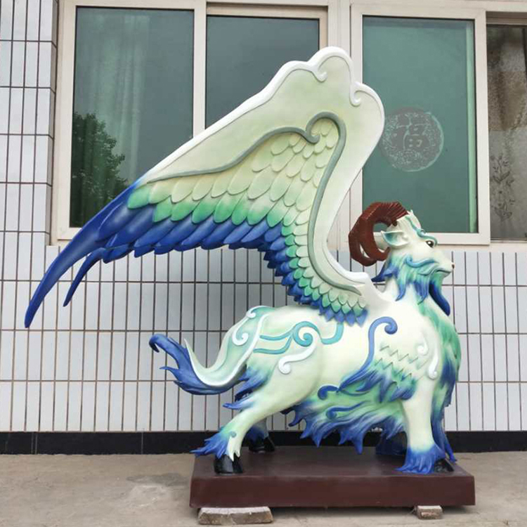 玻璃钢白色神兽雕塑 厂家直销来图定制