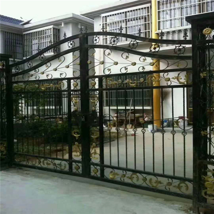 铁艺大门 别墅庭院平开大门 锻打铁艺双开门 小区工厂铁艺大门