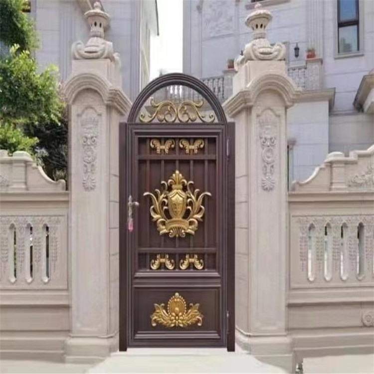 定制铝艺别墅院落大门 铝艺折叠庭院大门 电动铝合金别墅院落大门