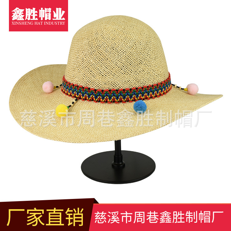 【厂家直销】天然痳草帽平沿休闲帽夏天休闲草帽遮阳草帽