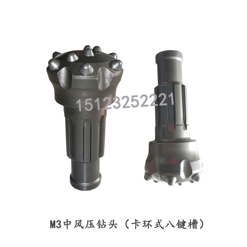 开球M3冲击器90中风压卡环式八键槽潜孔钻头合金锤头钻具打爆破孔销售各种高中低压潜孔钻头冲击器