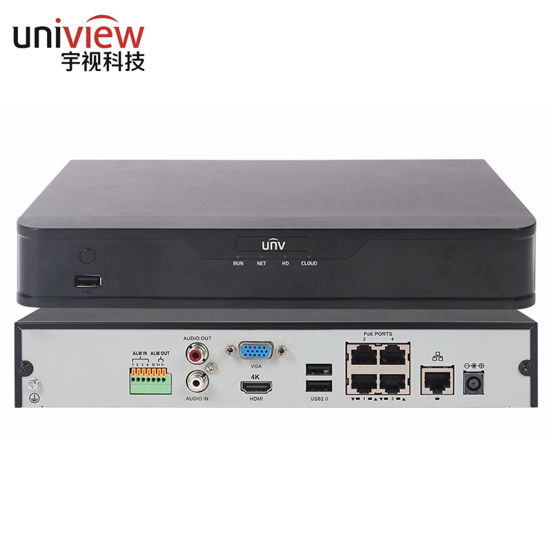 POE录像机_宇视_NVR301-04D-P4-DT_4路网络高清poe监控主机_商铺监控安装