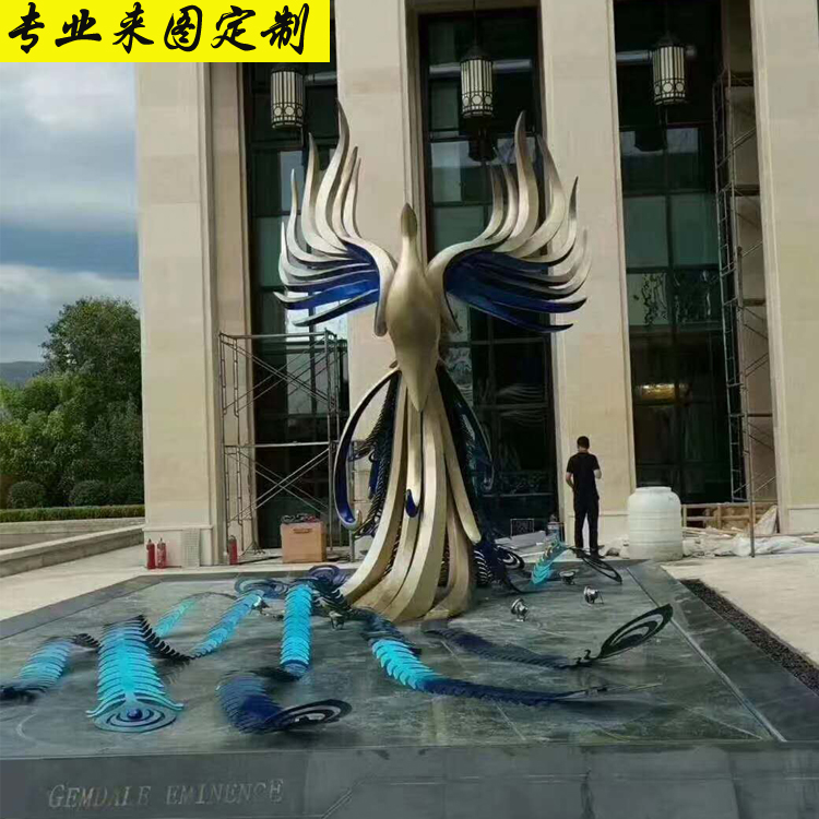 云腾雕塑  不锈钢凤凰模型雕塑 来图定制支持大型雕塑  公园广场落地摆件