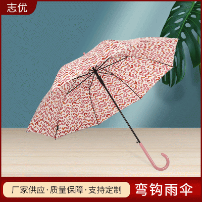 弯钩雨伞批发淑女条纹公主直杆伞 新款雨伞晴雨两用太阳直杆伞