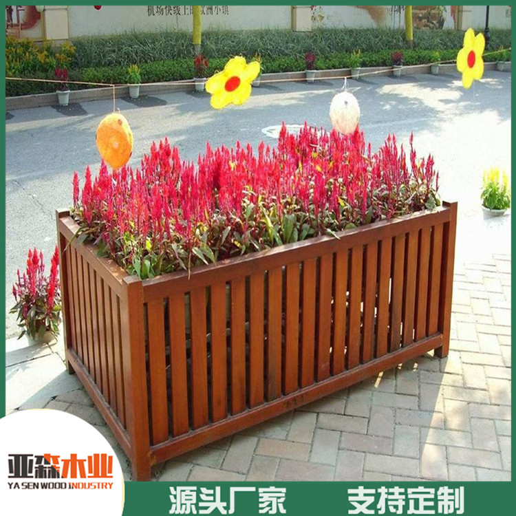 厂家直销 防腐木花箱 公园防腐木花箱 道路防腐木花箱