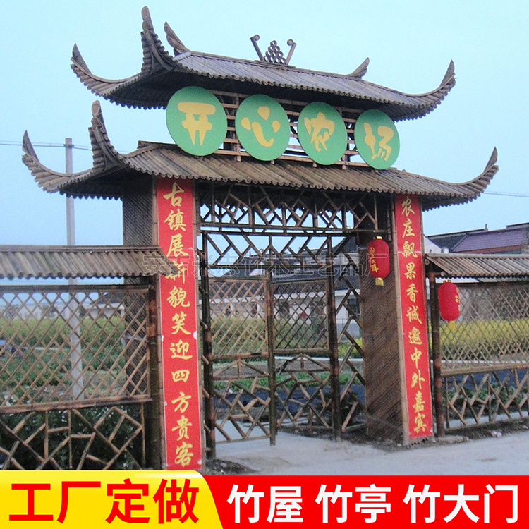 古建防腐木门楼 复古景观门头 外形美观 支持定制