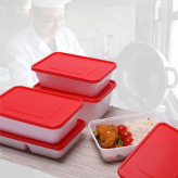 厂家批发一次性打包餐盒 外卖包装塑料长方形白底1000单格红盖餐盒
