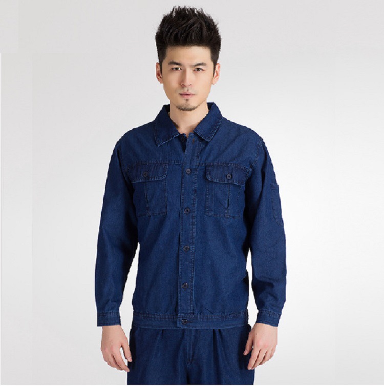 定制劳保服  工作服 全棉牛仔服短袖电焊服套装车间机械维修工程劳保服