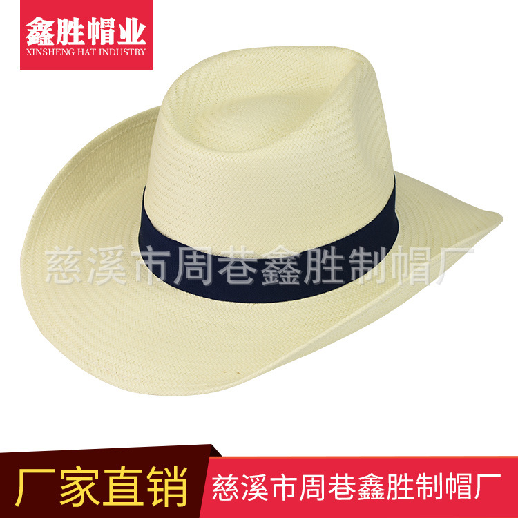 定制五分草草帽巴拿马草帽复古牛仔帽夏天休闲草帽