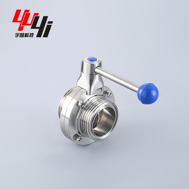 不锈钢304 316L材质食品卫生级外螺纹蝶阀手动T螺纹蝶阀Ф25-102