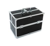 厂家供应1232#黑色化妆箱 家用化妆箱 收纳箱 铝箱三层化妆箱专业
