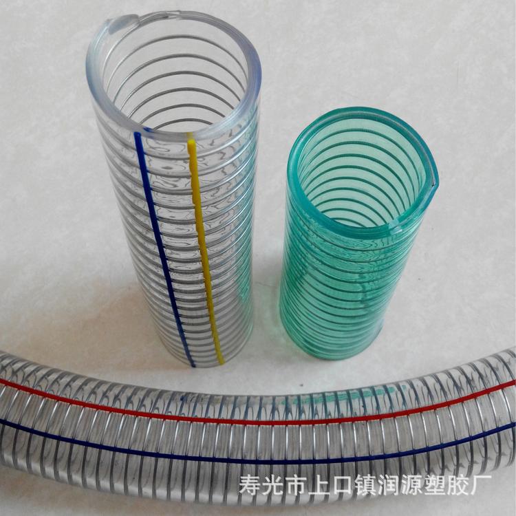 供应 1寸50米有味透明PVC钢丝软管 塑料水管pvc塑料穿线管