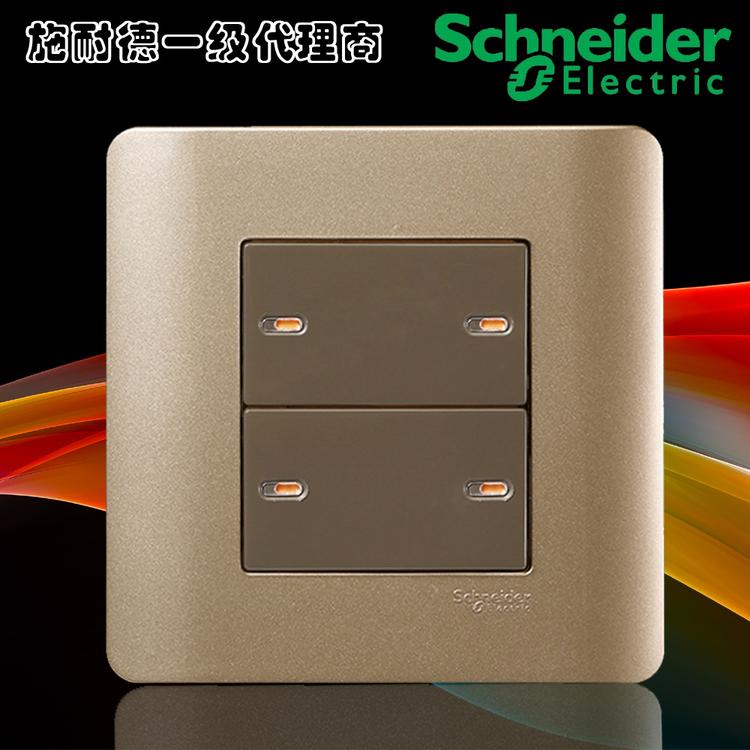 施耐德开关插座面板 E8434/1 SZ 轻点棕四联单控开关