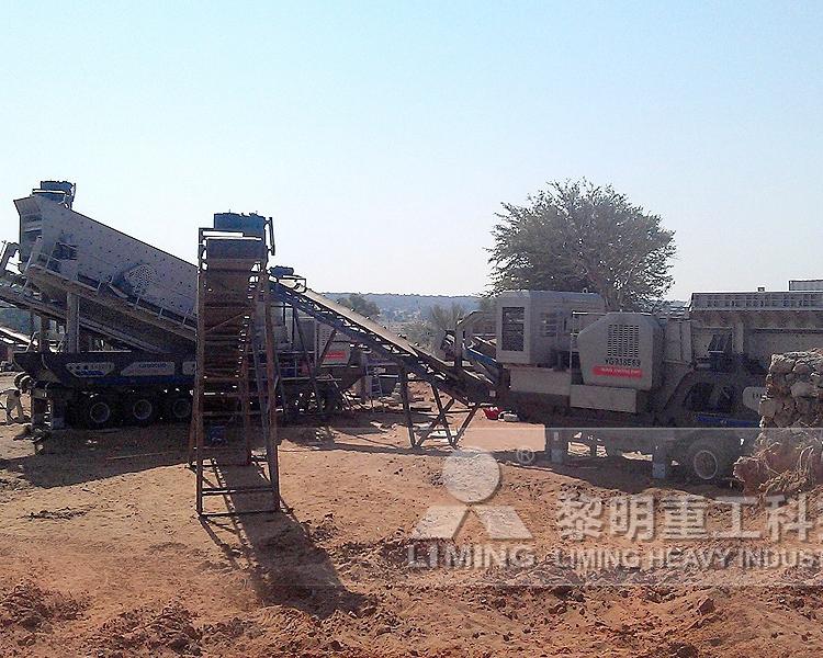 广西砂石料加工用移动破碎站 车头拉着就能跑的破碎机