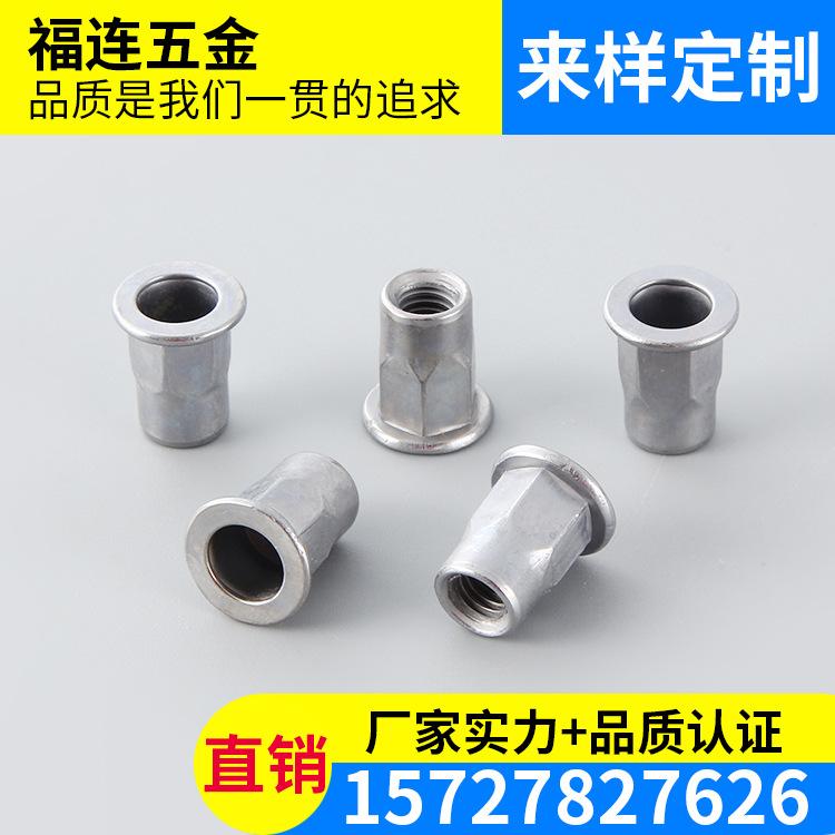 定做304不锈钢内外半六角拉铆螺母 半六角平头小沉头铆螺母M10
