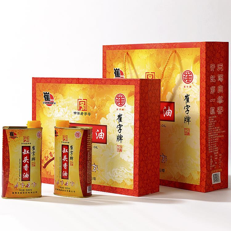 崔字牌缸头香油芝麻油未添加中华老字号500ml*2桶