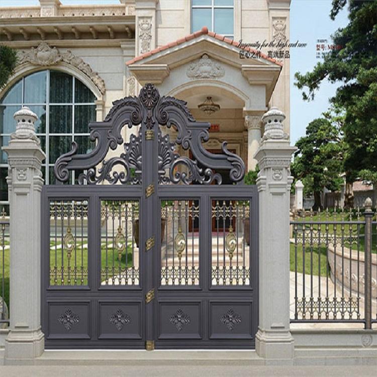 北京风格简约精铸铝花铝艺门报价 铝艺庭院门报价
