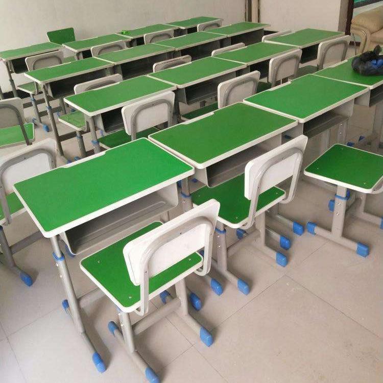 陕西学校写字桌厂家批发儿童家用加厚单双人可升降辅导班培训桌