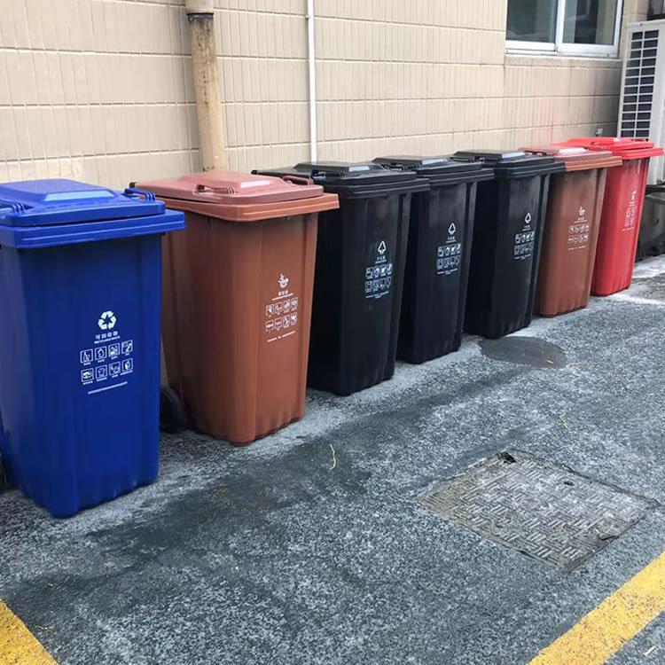 大容量加厚干湿有害四色塑料圾桶小区户外环卫垃圾桶现货供应