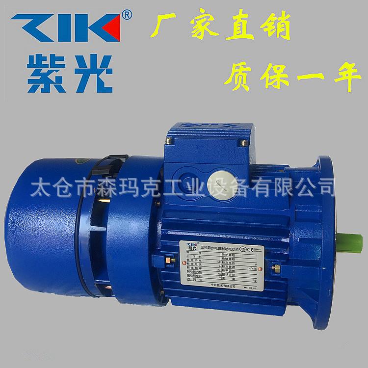 供应紫光0.75KW刹车电机 BMA8024铝合金电磁制动刹车电机三相380V