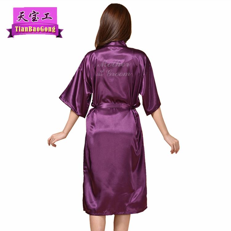 跨境 烫钻Mother of the Groom婚礼长款开衫袍 镶钻新郎母亲晨袍