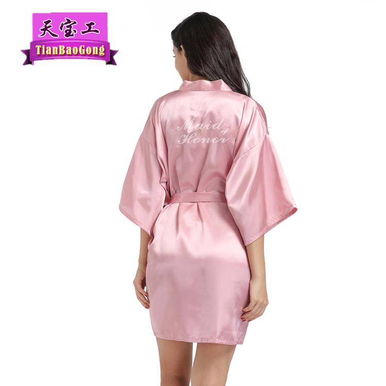 跨境 烫钻Maid of Honour首席伴娘化妆晨袍 姐妹趴薄款镶钻开衫袍