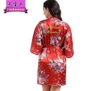 新款烫金Marton of Honor已婚伴娘婚庆晨袍 女士水仙花短款开衫袍