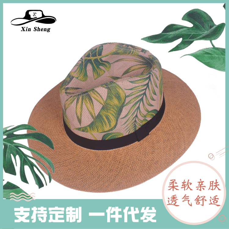 创意款可爱印花小礼帽 韩版新款儿童帽旅游沙滩遮阳防晒草帽