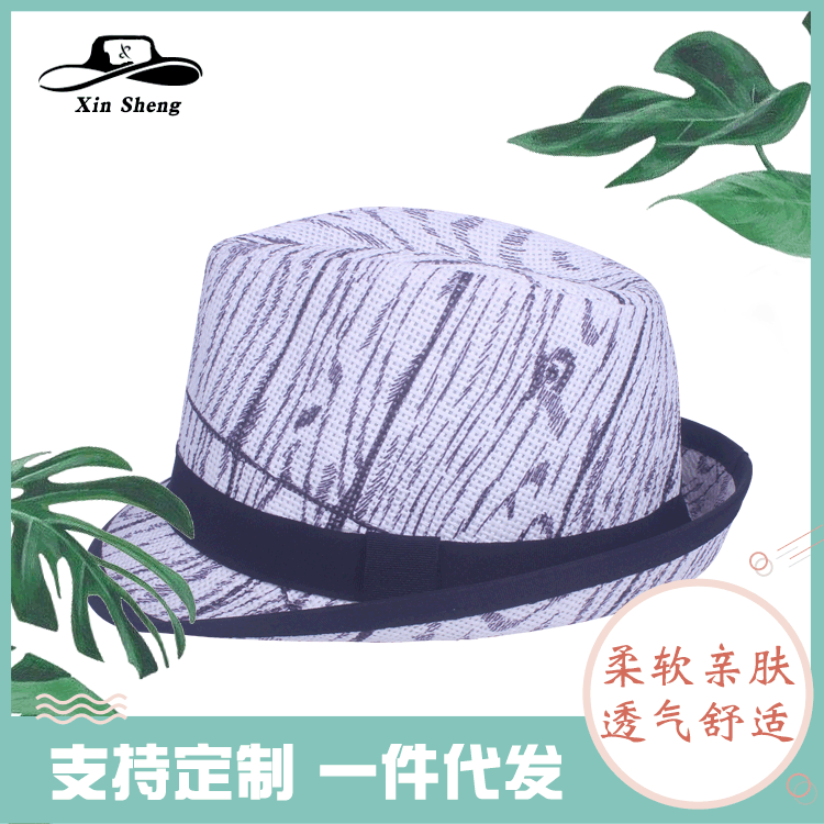 黑白条纹爵士帽新款百搭儿童帽手工遮阳帽男女防晒宝宝儿童帽