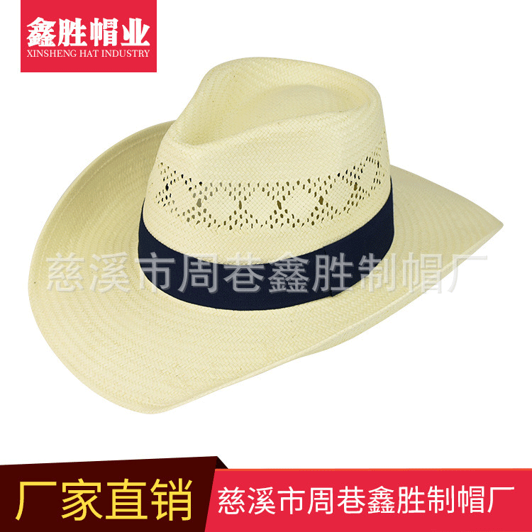 五分草草帽巴拿马草帽复古牛仔帽夏天休闲草帽