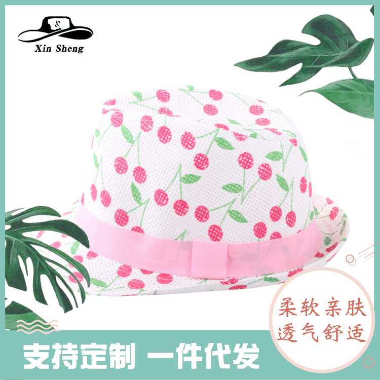 可爱印花小礼帽 旅游沙滩遮阳防晒草帽