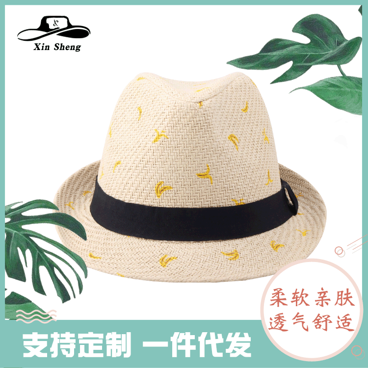 儿童印花小礼帽 儿童爵士帽宝宝帽子春夏天儿童造型帽