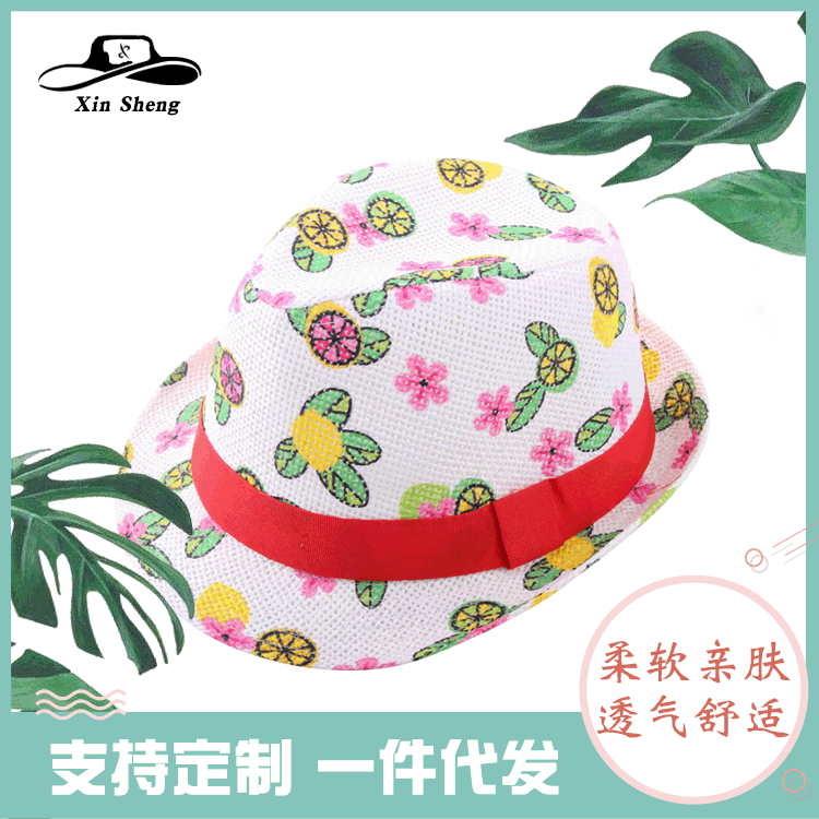 韩版宝宝小礼帽 儿童桃心顶帽 男童女童帽盆帽爵士帽圆顶翻边帽子
