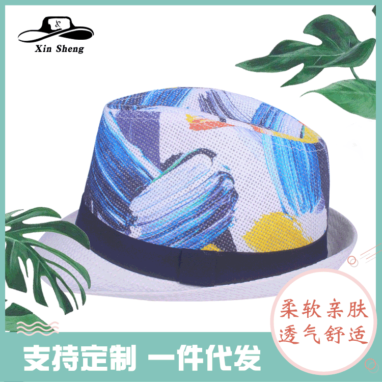 印花礼帽 爵士帽旅游沙滩遮阳防晒草帽