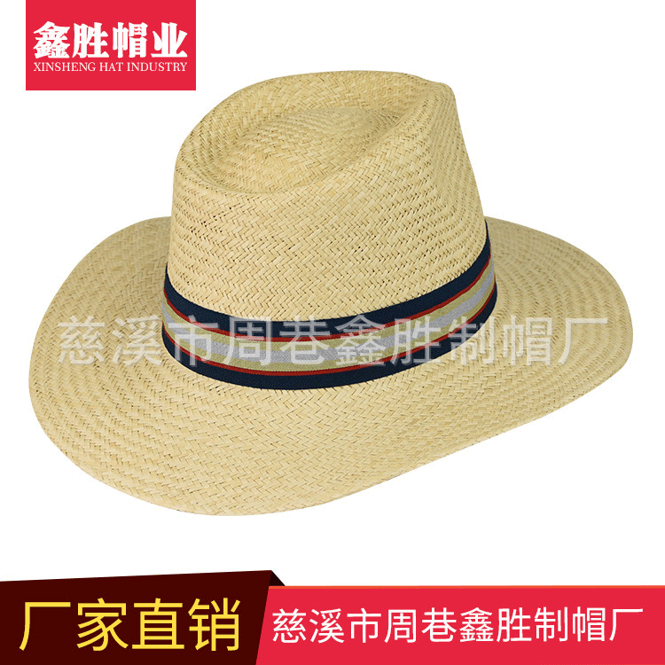 批发复古草帽平沿爵士帽防晒遮阳大檐帽