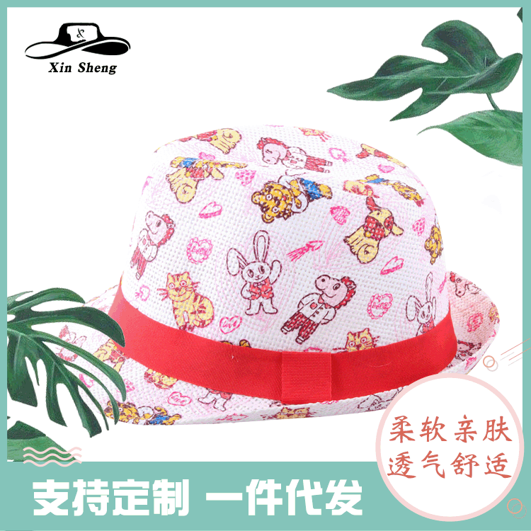 2019夏季新款印花儿童礼帽外出遮阳帽时尚百搭男女宝宝帽子