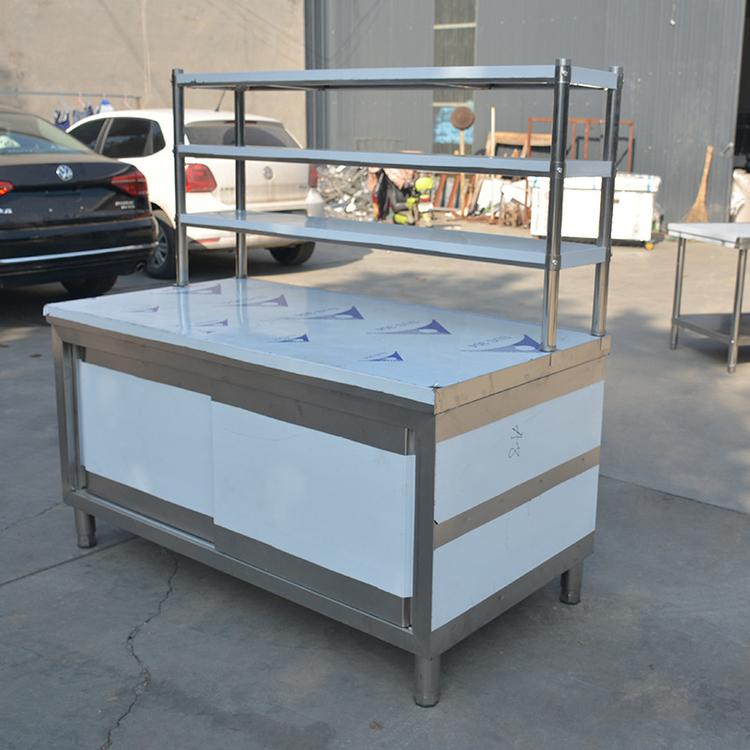 不锈钢工作台 收纳打荷台置物架批发 定制酒店厨房操作台储物柜