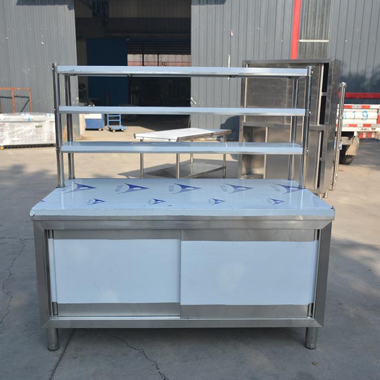 厨房不锈钢工作台 双通收纳柜推拉门工作台打荷台 批发厨房工作台