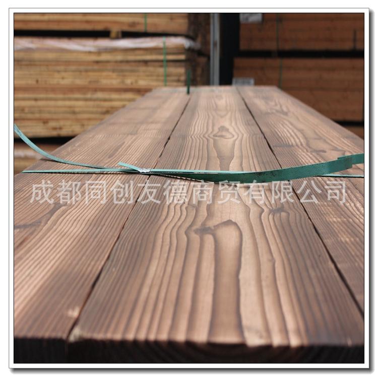 厂家定制加工表面碳化木圆柱 碳化木板材 表面碳化木扣板
