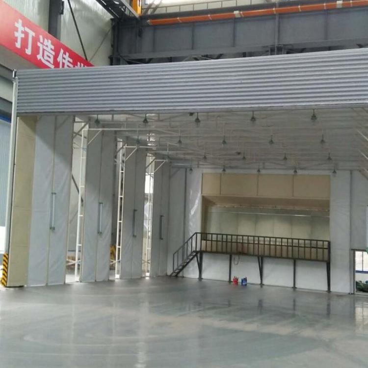 移动式伸缩喷漆房电动折叠移动伸缩打磨房轨道式伸缩汽车喷漆