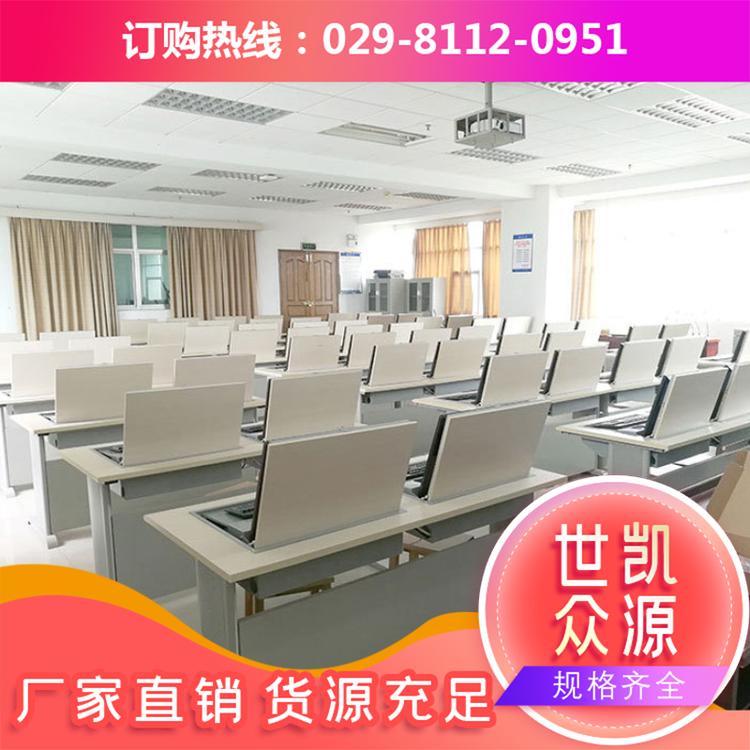 计算机考试电脑桌学校桌椅翻转式学生电脑桌