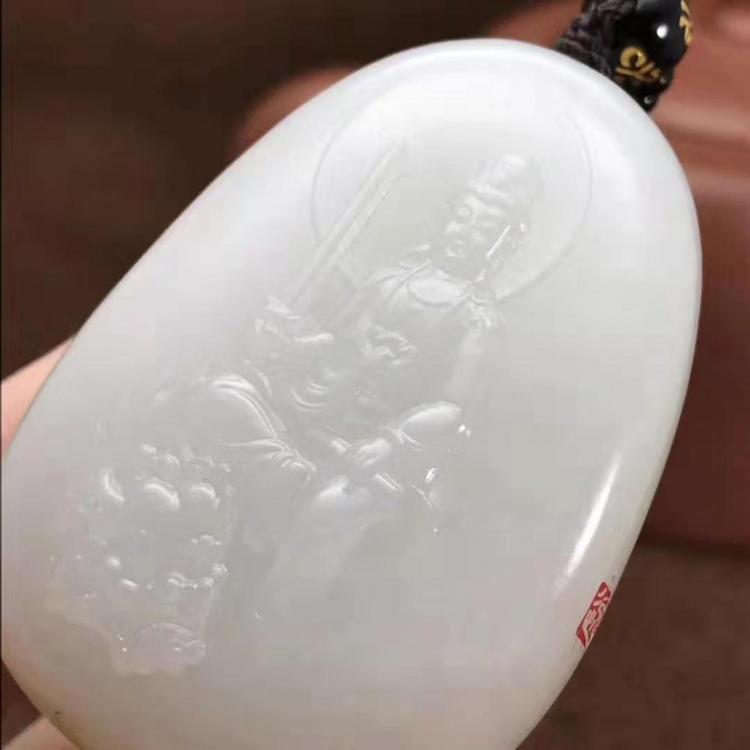 助学业  新疆玉  羊脂白和田玉籽料文殊菩萨