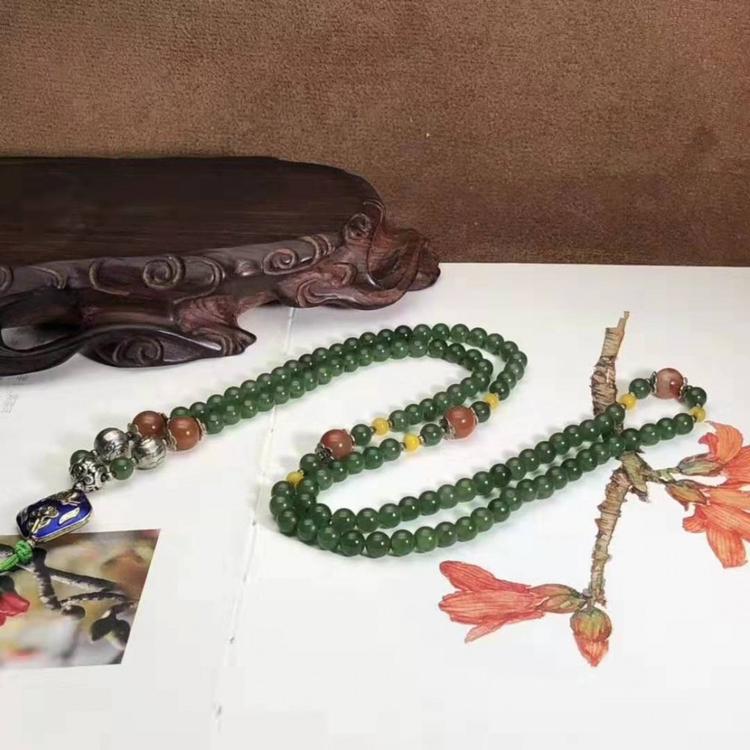 和田碧玉作品 佛珠项链 可做项链 毛衣链 手串