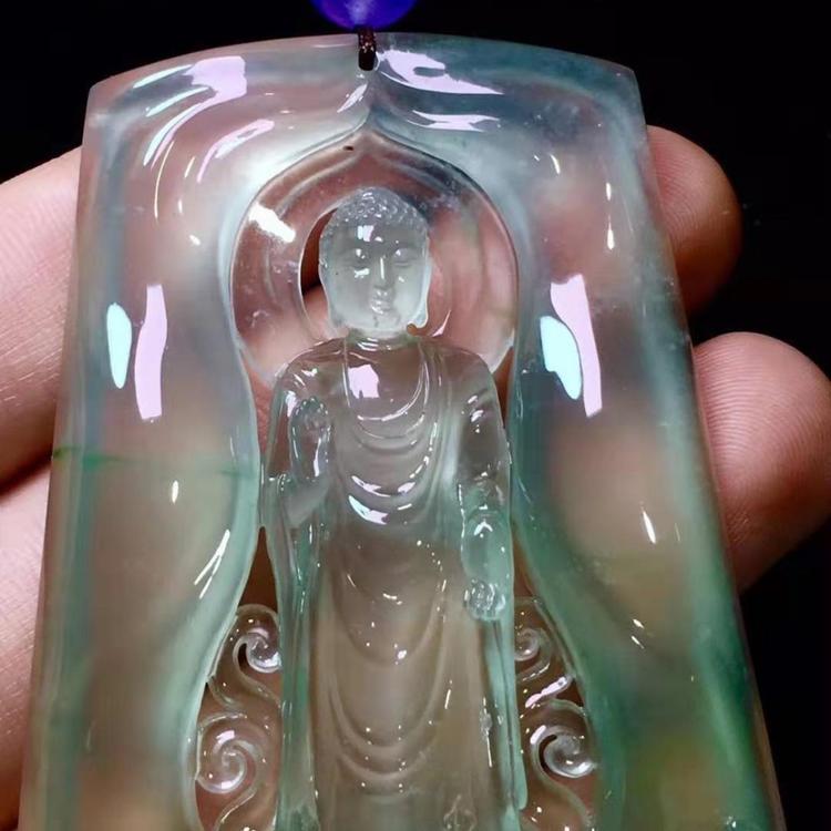 纯天然翡翠 翡翠吊坠 高冰吊坠 玻璃种吊坠  翡翠佛 如来佛祖
